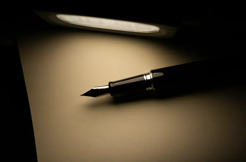 A fountain pen resting on a desk, ready for an agreement to be signed